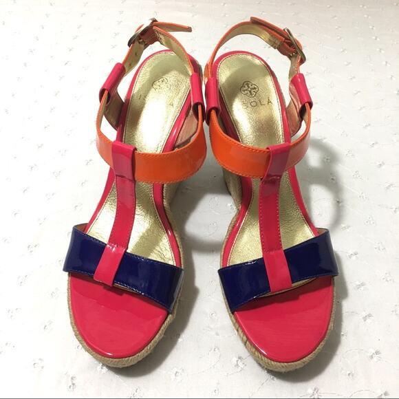 Isola Olencia Leather T-Strap Tricolor Beachy Espadrille Ankle Strap Sandal 9M - Picture 10 of 10